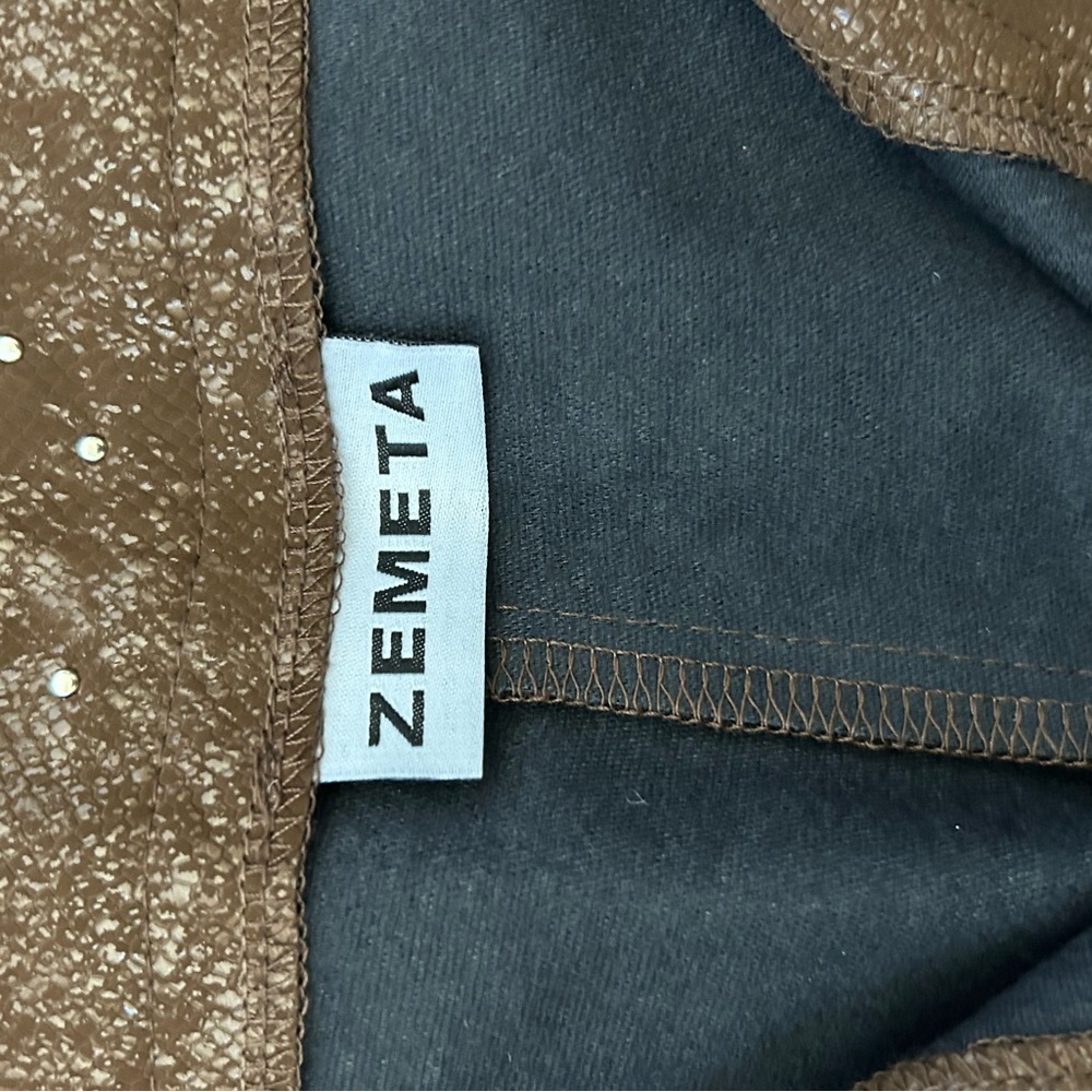 Brown High Waist Shiny Flare Pants - Picture 7 of 9